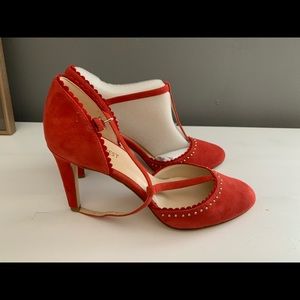 Bright Red Nine West Studded Pumps